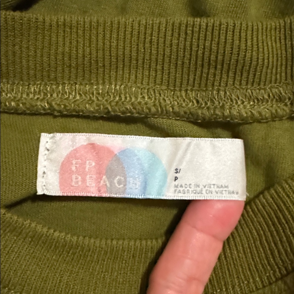 Free People Beach Brentwood Puff Sleeve Maxi Olive Green Cotton Relaxed Fit-S - Picture 8 of 10